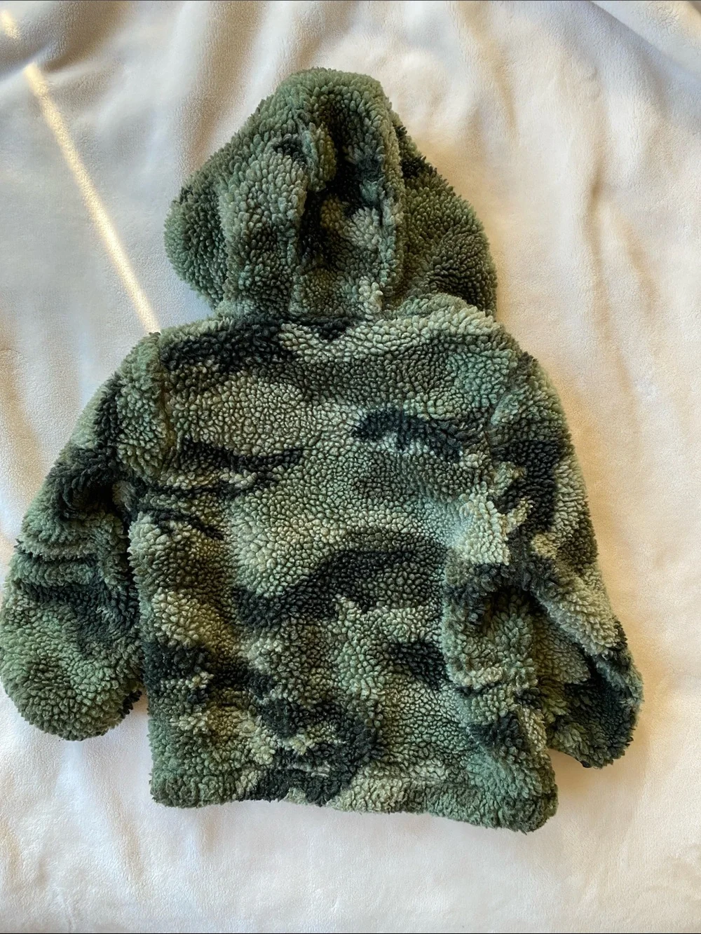 GAP Kids Olive Green Camo Sherpa Hooded Jacket